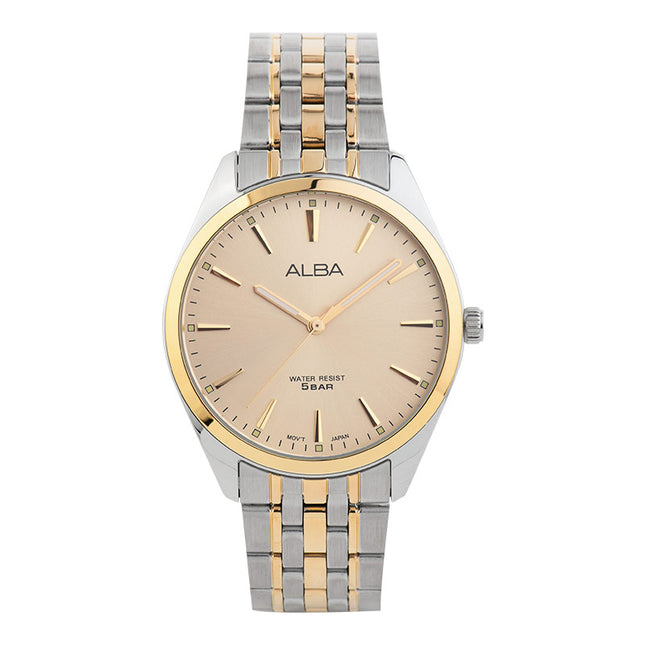 Alba ARX114X1 Men Gold Dial Dual Tone Stainless Steel Strap