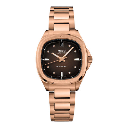 MIDO Multifort TV 35 M049.307.33.296.00 Men Automatic Brown Dial Rose Gold Stainless Steel Strap