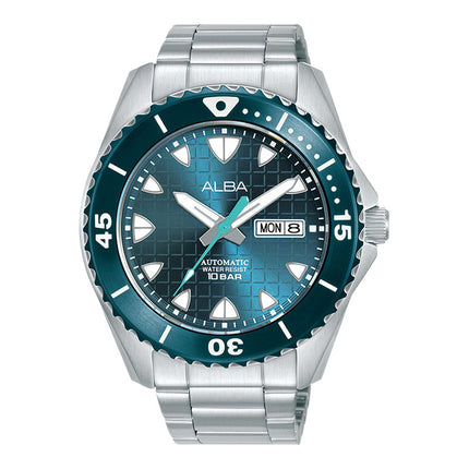 Alba Mechanical AL4575X1 Automatic Men Blue Patterned Dial Stainless Steel Strap
