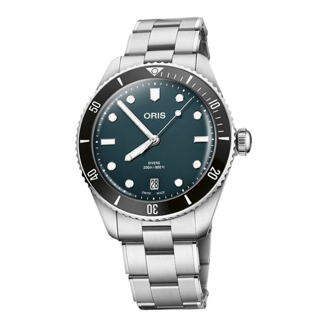Oris Divers Date 01-733-7795-4055-SET Men Blue Dial Stainless Steel Strap