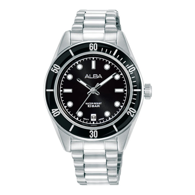Alba Active AG8Q61X1 Ladies Analog Black Dial Stainless Steel Strap