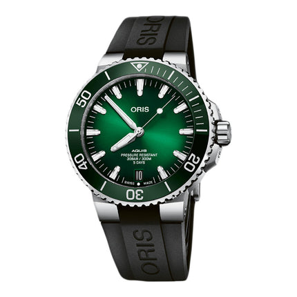 Oris Aquis 01-400-7763-4157-07-4-24-74EB Date Calibre 400 Men Green Dial Black Rubber Strap