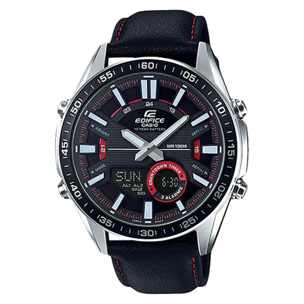Casio Edifice EFV-C100L-1AVDF Chronograph Men Black Dial Black Leather Band