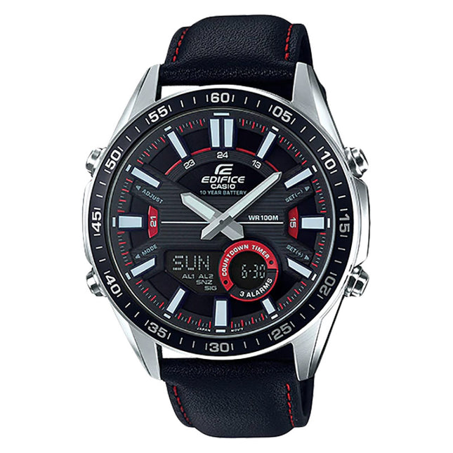 Casio Edifice EFV-C100L-1AVDF Chronograph Men Black Dial Black Leather Band