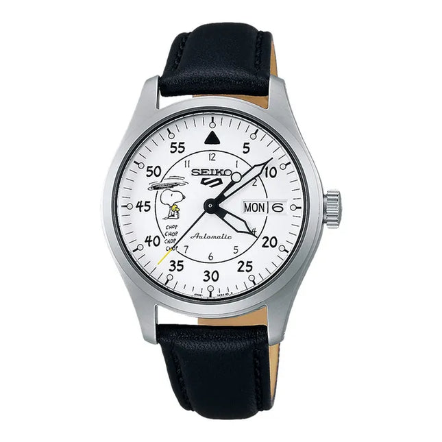 Seiko 5 Sports SRPK27K1 SKX Sense Style 55th Anniversary PEANUTS Leather Strap Limited Edition
