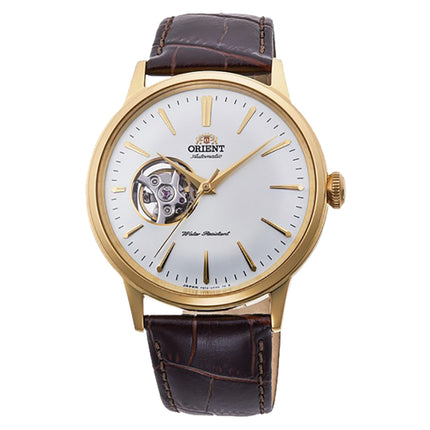 Orient Classic Automatic RA-AG0003S Men White Open Heart Dial Brown Leather Strap
