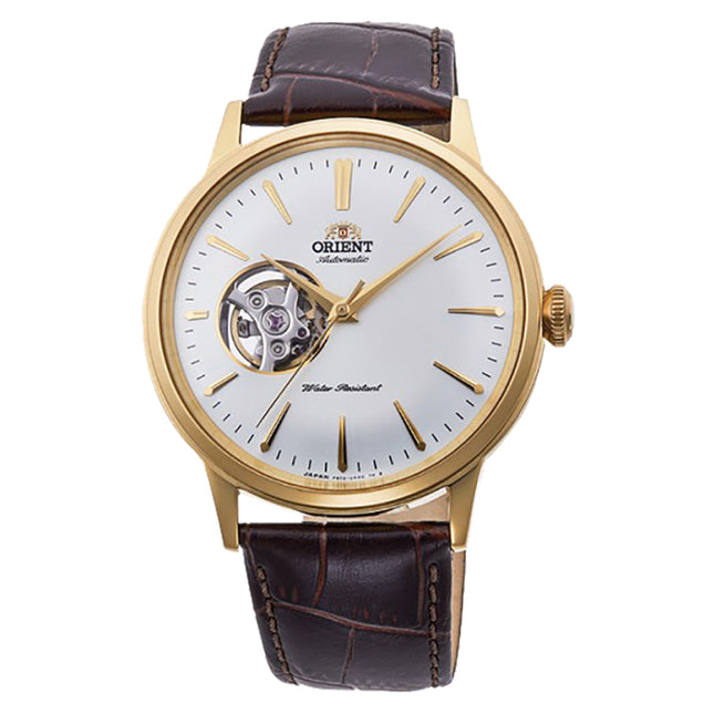 Orient Classic Automatic RA-AG0003S Men White Open Heart Dial Brown Leather Strap