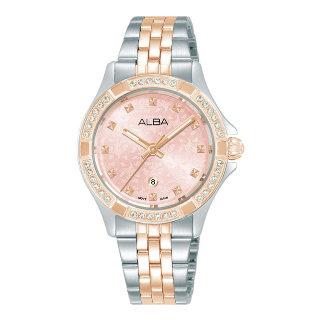 Alba Signa AH7ED8X1 Ladies Light Pink Dial Dual Tone Stainless Steel Strap