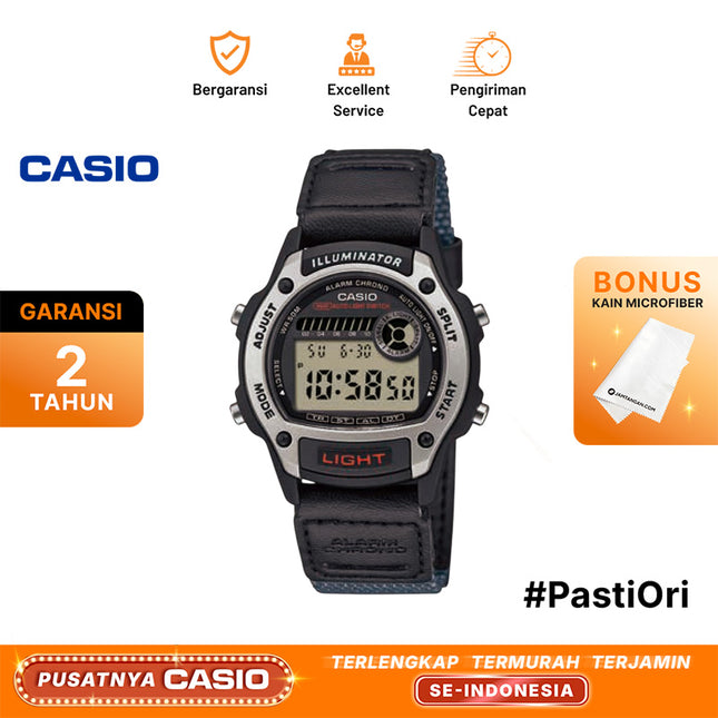 Casio General W-220HF-8AVDF Digital Dial Leather With Fabric Band