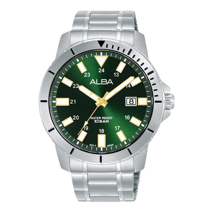 Alba Active AS9R95X1 Men Green Dial Stainless Steel Strap