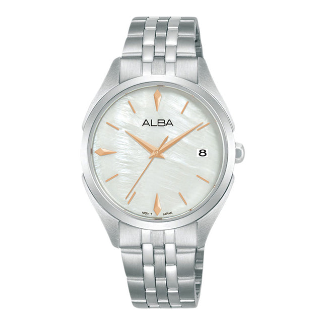 Alba Fashion AG8P39X1 Ladies Cutie MOP Dial Stainless Steel Strap