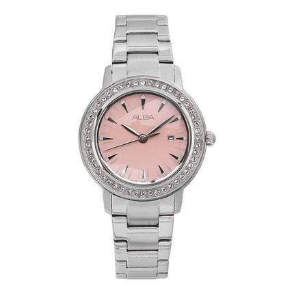 Alba AH7DL5X1 Ladies Pink Dial Stainless Steel Strap