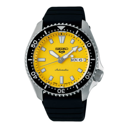Seiko 5 Sports SRPL87K1 SKX Series Automatic Redux in Ki-iro Yellow Dial Black Silicone Strap