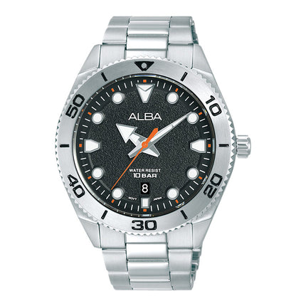 Alba Active AS9T15X1 Men Black Patterned Dial Stainless Steel Strap