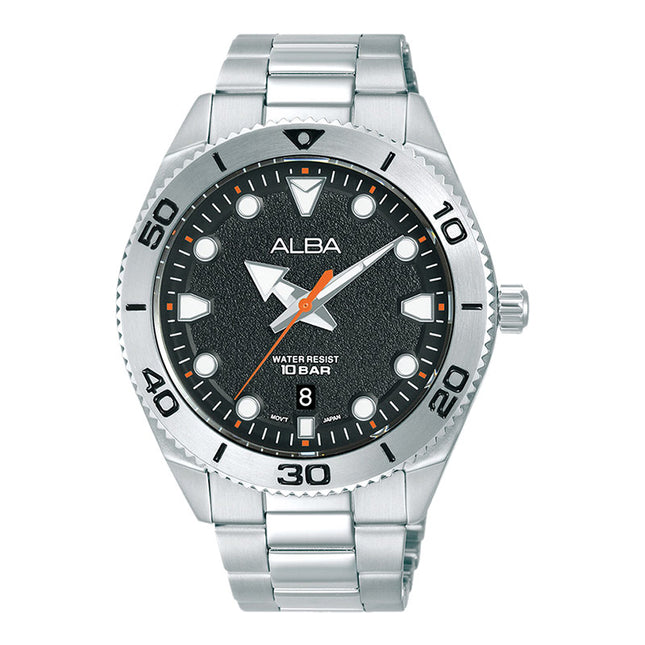 Alba Active AS9T15X1 Men Black Patterned Dial Stainless Steel Strap