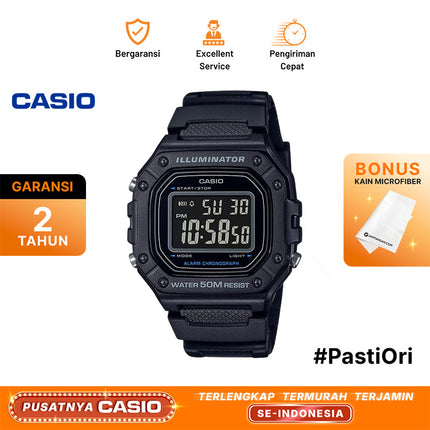 Casio General W-218H-1BVDF Men Illuminator Digital Dial Black Resin Band