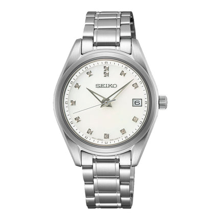 Seiko Ladies SUR579P1 Discover More Crystal Mother Of Pearl Dial Stainless Steel Strap