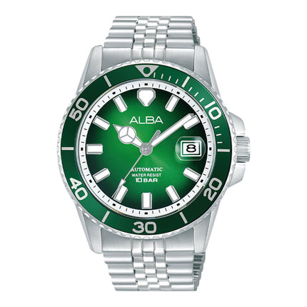 Alba Mechanical AU4053X1 Automatic Men Green Dial Stainless Steel Strap