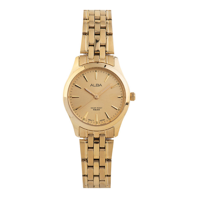 Alba ARX136X1 Ladies Gold Dial Gold Stainless Steel Strap
