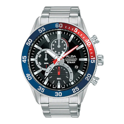 Alba Active AM3893X1 Chronograph Men Black Dial Stainless Steel Strap
