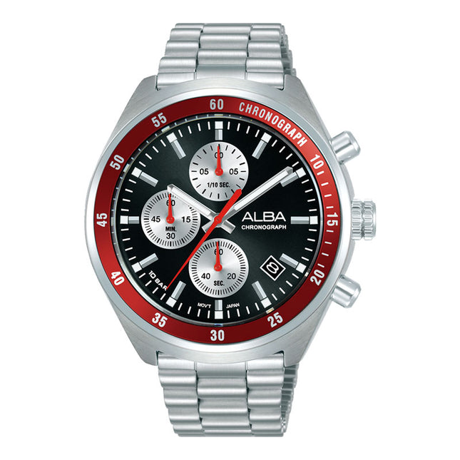 Alba Active AM3A39X1 Men Chronograph Black Dial Stainless Steel Strap
