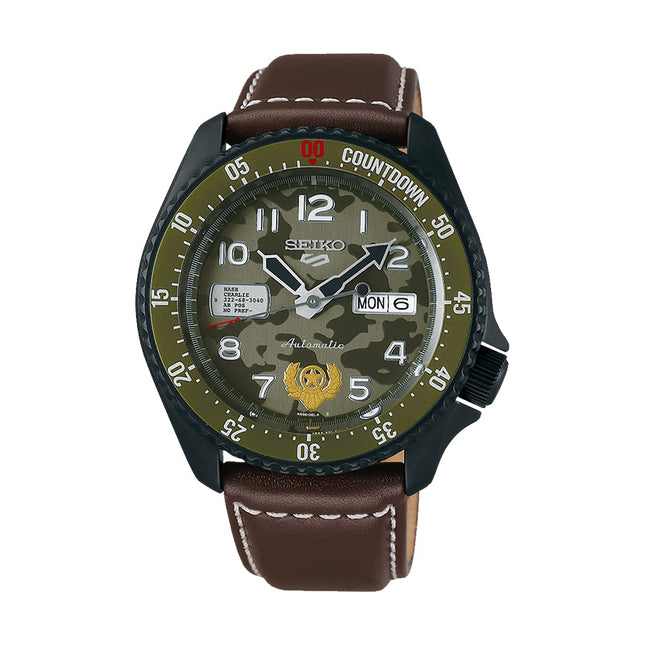 Seiko 5 Sports SRPF21K1 Street Fighter Guile Indestructible Fortress Leather Strap Limited Edition