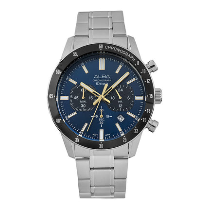 Alba AT3J73X1 Men Chronograph Dark Blue Dial Stainless Steel Strap