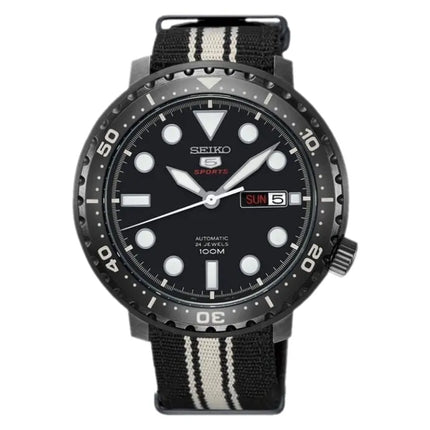 Seiko 5 Sports SRPC67K1 Bottle Cap Automatic Black Dial Dual Tone Nylon Strap