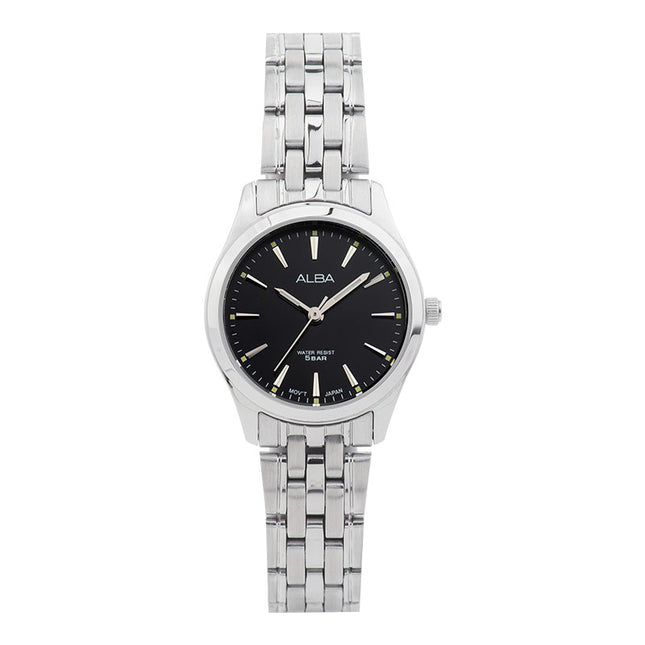 Alba ARX129X1 Ladies Black Dial Stainless Steel Strap
