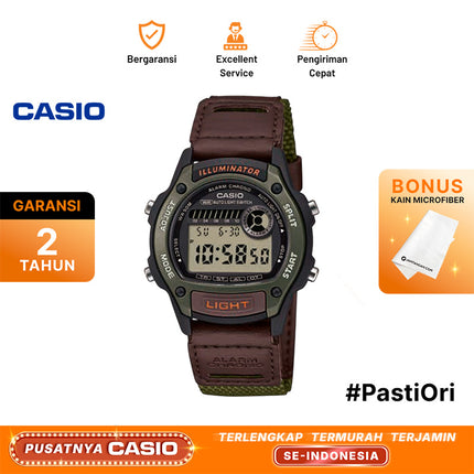 Casio General W-220HF-3AVDF Digital Dial Leather With Fabric Band