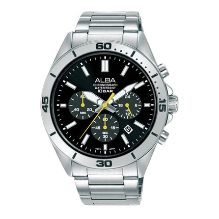 Alba Active AT3K81X1 Men Chronograph Black Dial Stainless Steel Strap