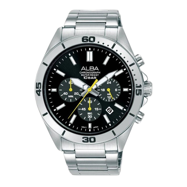 Alba Active AT3K81X1 Men Chronograph Black Dial Stainless Steel Strap