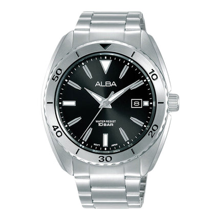 Alba AS9U67X1 Men Sport Black Dial Stainless Steel Strap