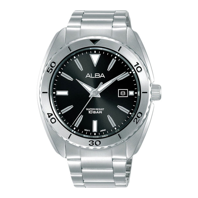 Alba AS9U67X1 Men Sport Black Dial Stainless Steel Strap