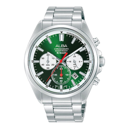 Alba Active AT3K27X1 Men Chronograph Green Dial Stainless Steel Strap