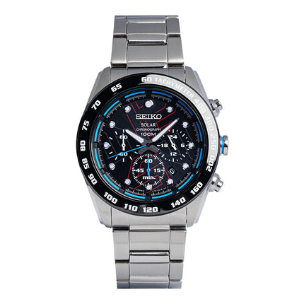 Seiko Solar SSC123P1 Chronograph Black Dial Stainless Steel Strap