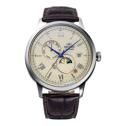 Orient Classic RA-AK0803Y Automatic Sun & Moon Beige Dial Dark Brown Leather Strap