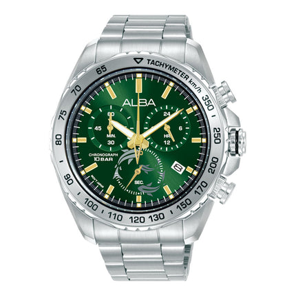 Alba Signa AX7013X1 Men Chronograph Green Dial Stainless Steel Strap