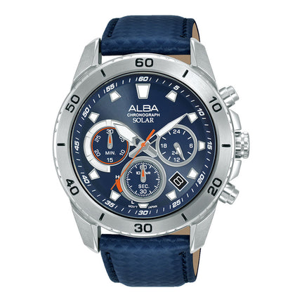 Alba Active AZ5017X1 Men Solar Chronograph Blue Dial Blue Leather Strap