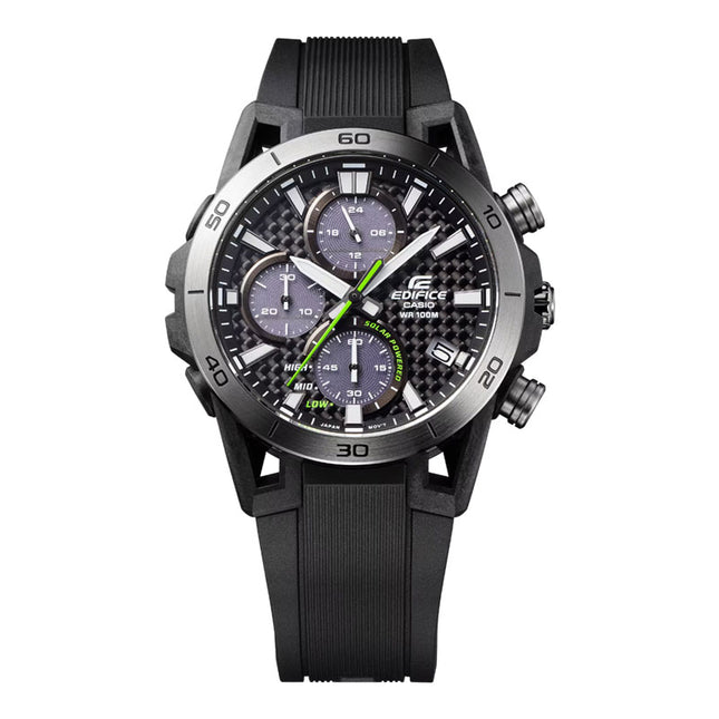 Casio Edifice EQS-960PB-1AVUDF Sospensione Black Carbon Fiber Dial Black Rubber Band