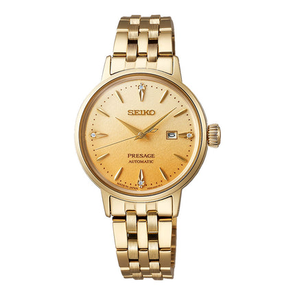 Seiko Presage SRE018J1 Cocktail Time Eggnog Diamond-Set Gold Stainless Steel Strap