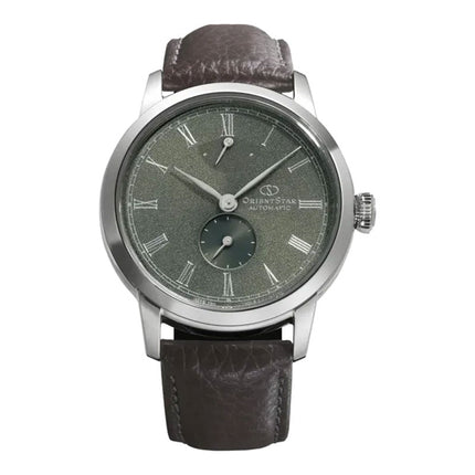 Orient Star M45 F7 RE-BS0001E Small Second Automatic Green Dial Brown Leather Strap 