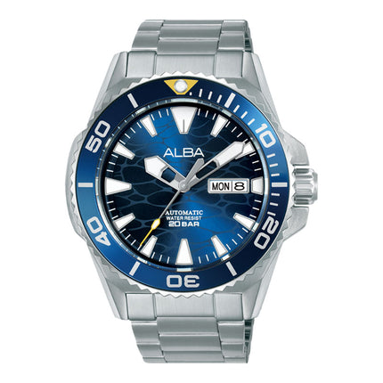 Alba Mechanical A3B021X1 Automatic Men Blue Pattern Dial Stainless Steel Strap