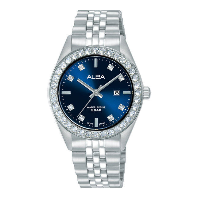 Alba Fashion AH7FD9X1 Ladies Analog Blue Dial Stainless Steel Strap
