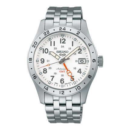 Seiko 5 Sports SSK059K1 GMT Field Sports Style Overwhite Dial Stainless Steel Strap