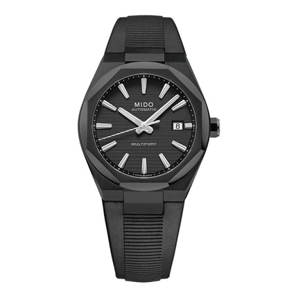 MIDO Multifort 8 M055.507.37.051.00 One Crown Black Dial Black Rubber Strap