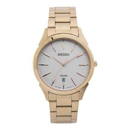 Seiko Classic SGEG74P1 White Dial Gold Stainless Steel Strap