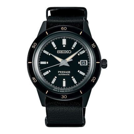 Seiko Presage SRPH95J1 Style60s Automatic Black Dial Black Leather Strap