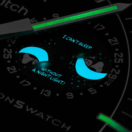 Swatch X Omega Bioceramic Moonswatch SO33B700 Quartz Mission to the Moonphase Black Snoopy