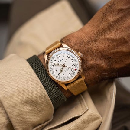 Oris Big Crown Pointer Date Father Time Limited Edition 01 754 7741 3161-Set White Dial Brown Leather Strap